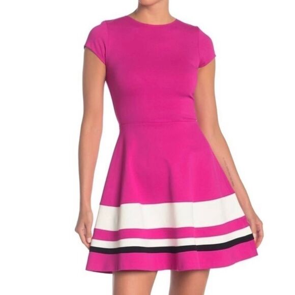 Love...Ady Dresses & Skirts - Love… Ady Fit & Flare skater style dress Fuchsia Black & White